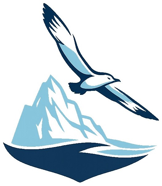 Kittiwake Books emblem: a kittiwake soaring over an iceberg